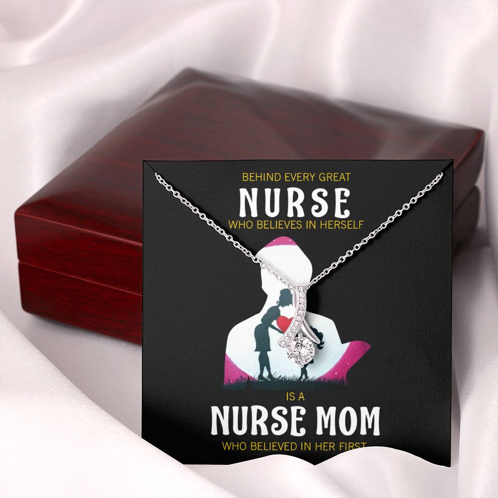 Behind Every Mom Nurse Alluring Ribbon Necklace-Express Your Love Gifts