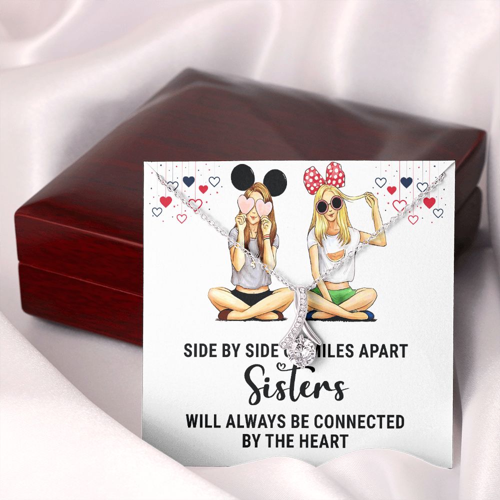 Sisters Connected by The Heart Alluring Ribbon Necklace-Express Your Love Gifts