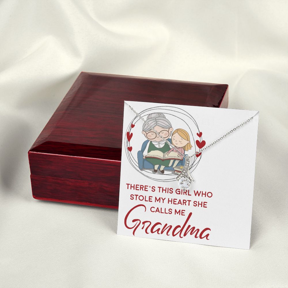Girl Stole My Haert Calls Me Grandma Alluring Ribbon Necklace-Express Your Love Gifts