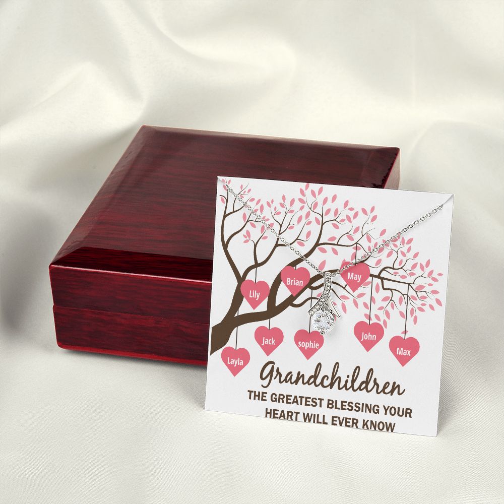 Grandchildren the Greatest Blessing Alluring Ribbon Necklace-Express Your Love Gifts