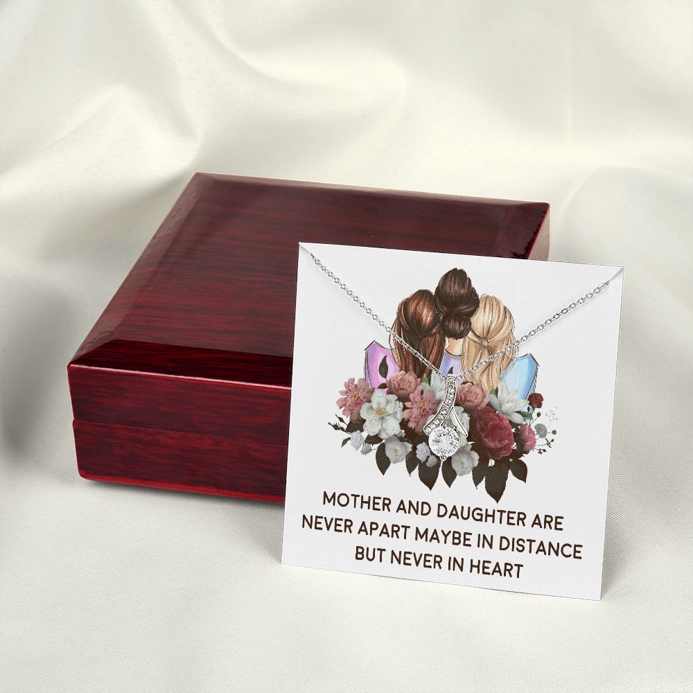 Mother and Daughter Never Apart Alluring Ribbon Necklace-Express Your Love Gifts