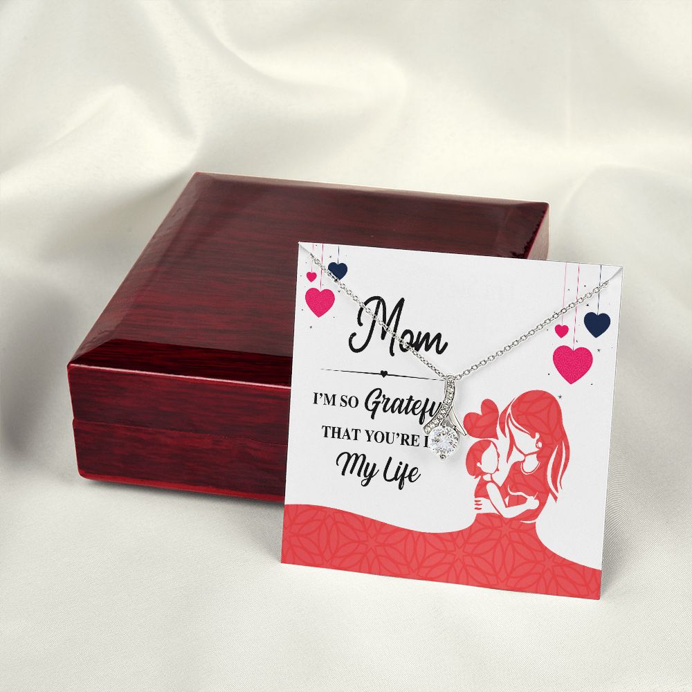 Mom I'm So Grateful Alluring Ribbon Necklace-Express Your Love Gifts