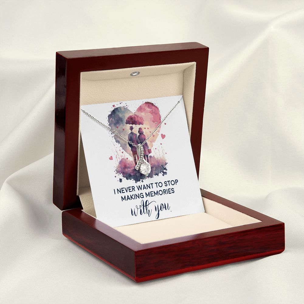 Never Stop Making Memories Alluring Ribbon Necklace-Express Your Love Gifts