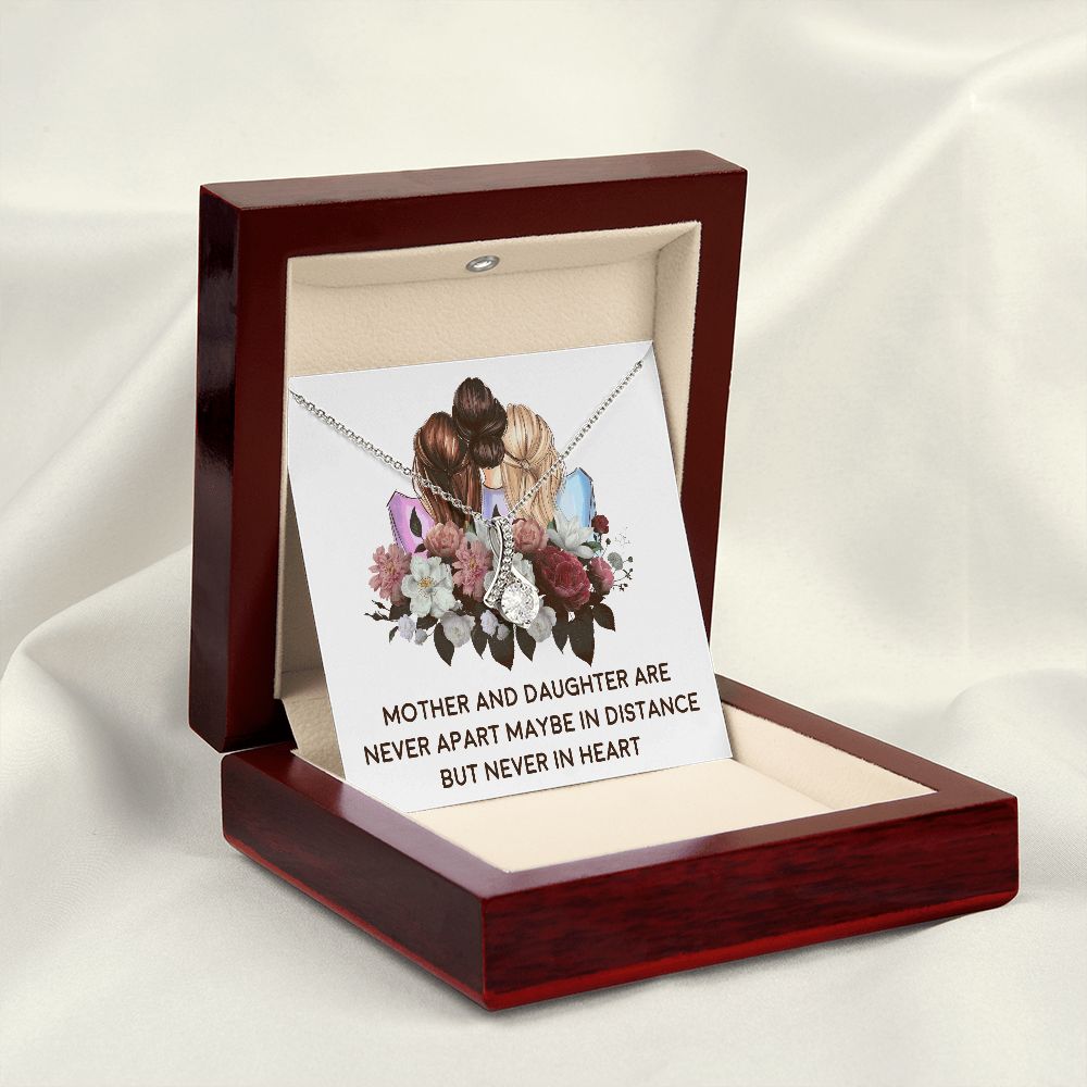 Mother and Daughter Never Apart Alluring Ribbon Necklace-Express Your Love Gifts