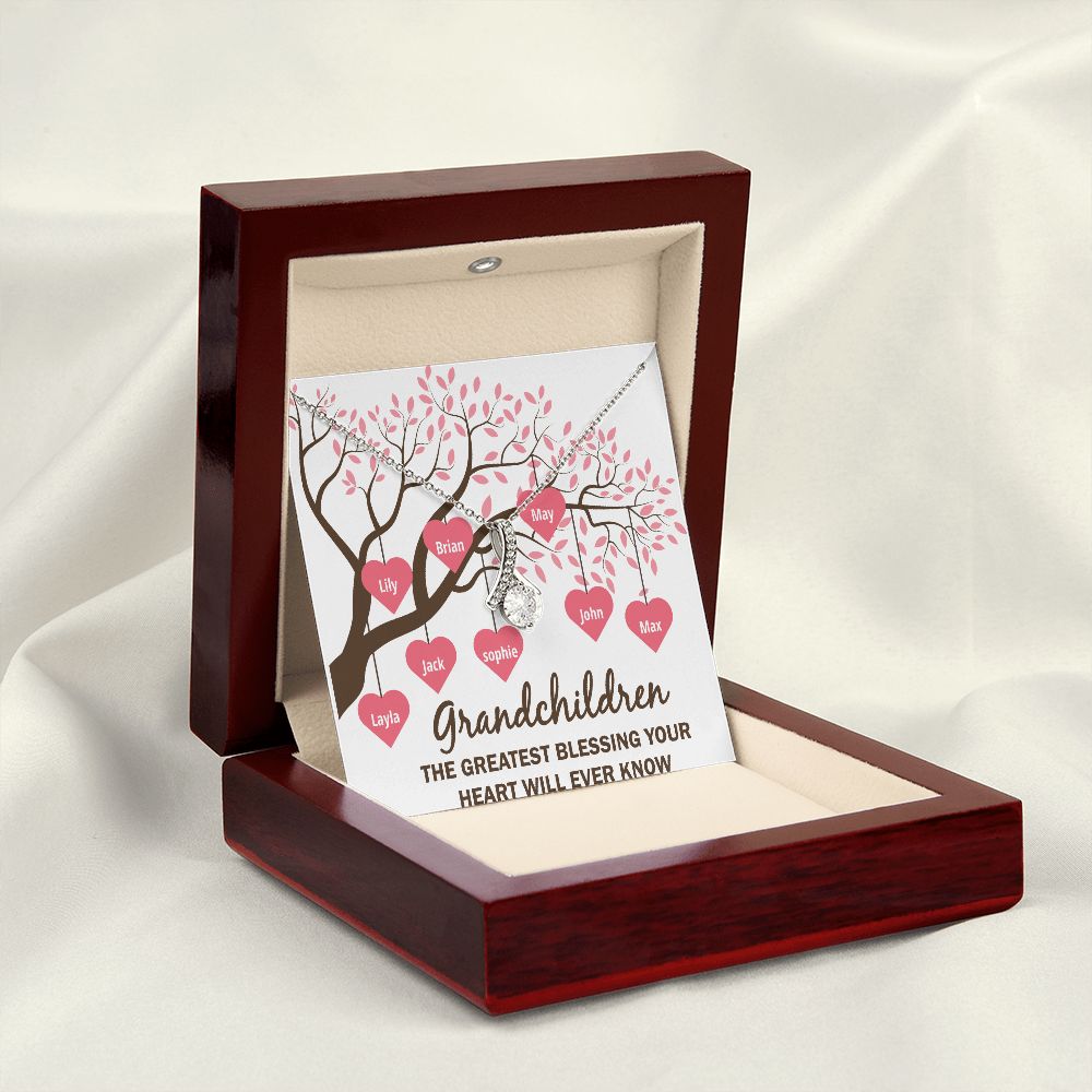 Grandchildren the Greatest Blessing Alluring Ribbon Necklace-Express Your Love Gifts