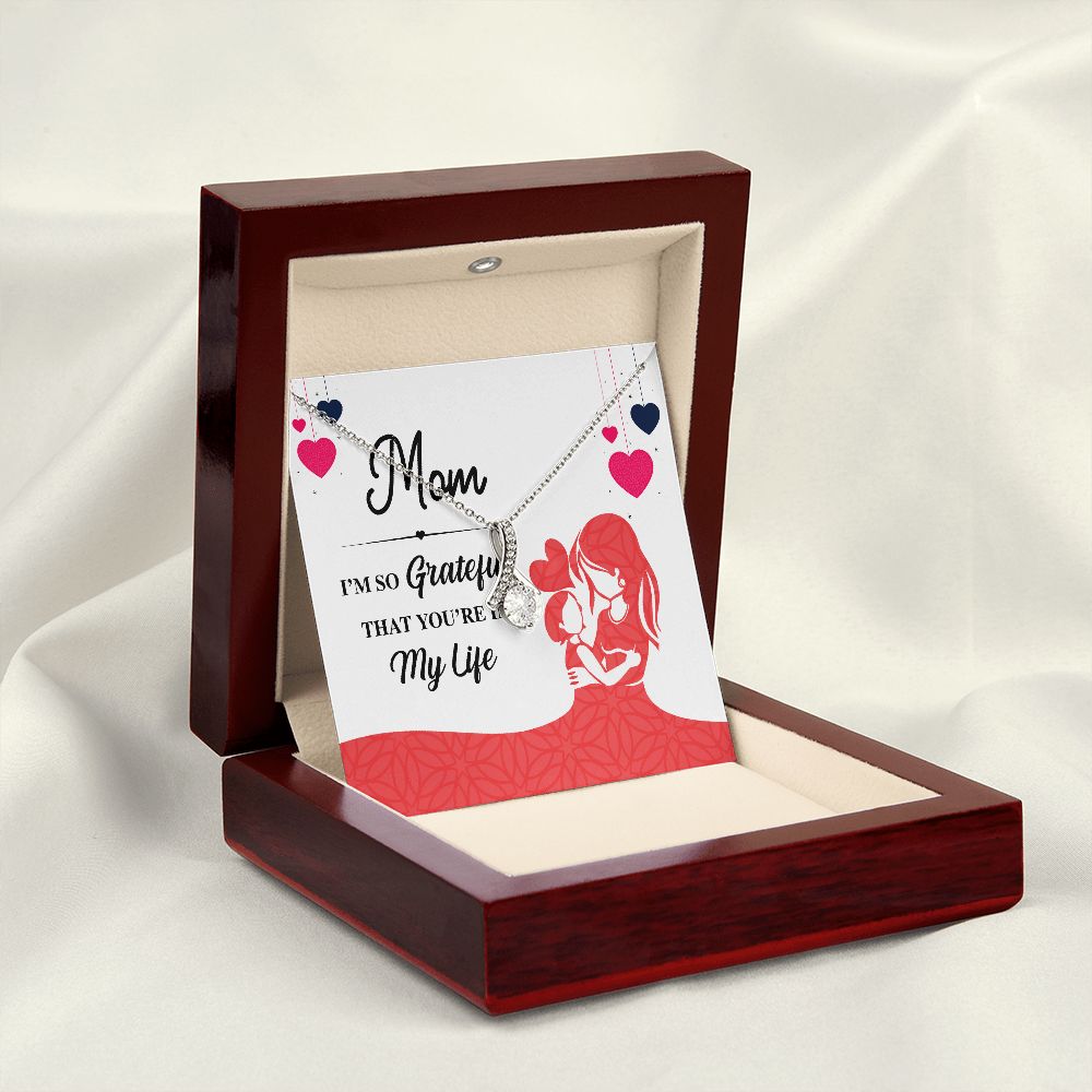 Mom I'm So Grateful Alluring Ribbon Necklace-Express Your Love Gifts