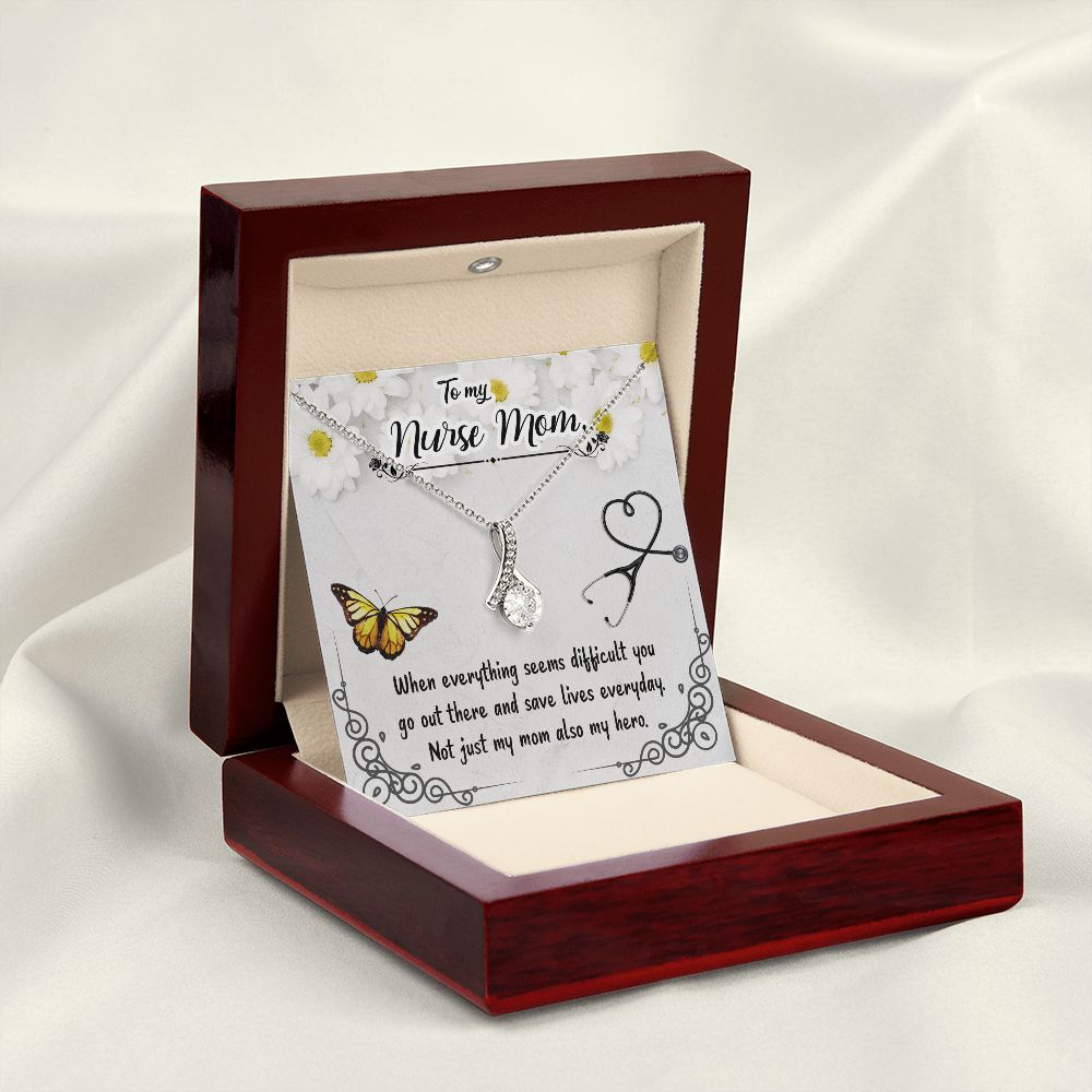 To my Nurse Mom When Everything Alluring Ribbon Necklace-Express Your Love Gifts
