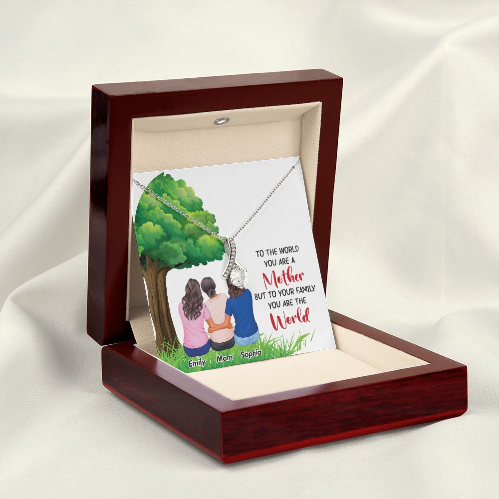 To The World You Are a Mother Alluring Ribbon Necklace-Express Your Love Gifts