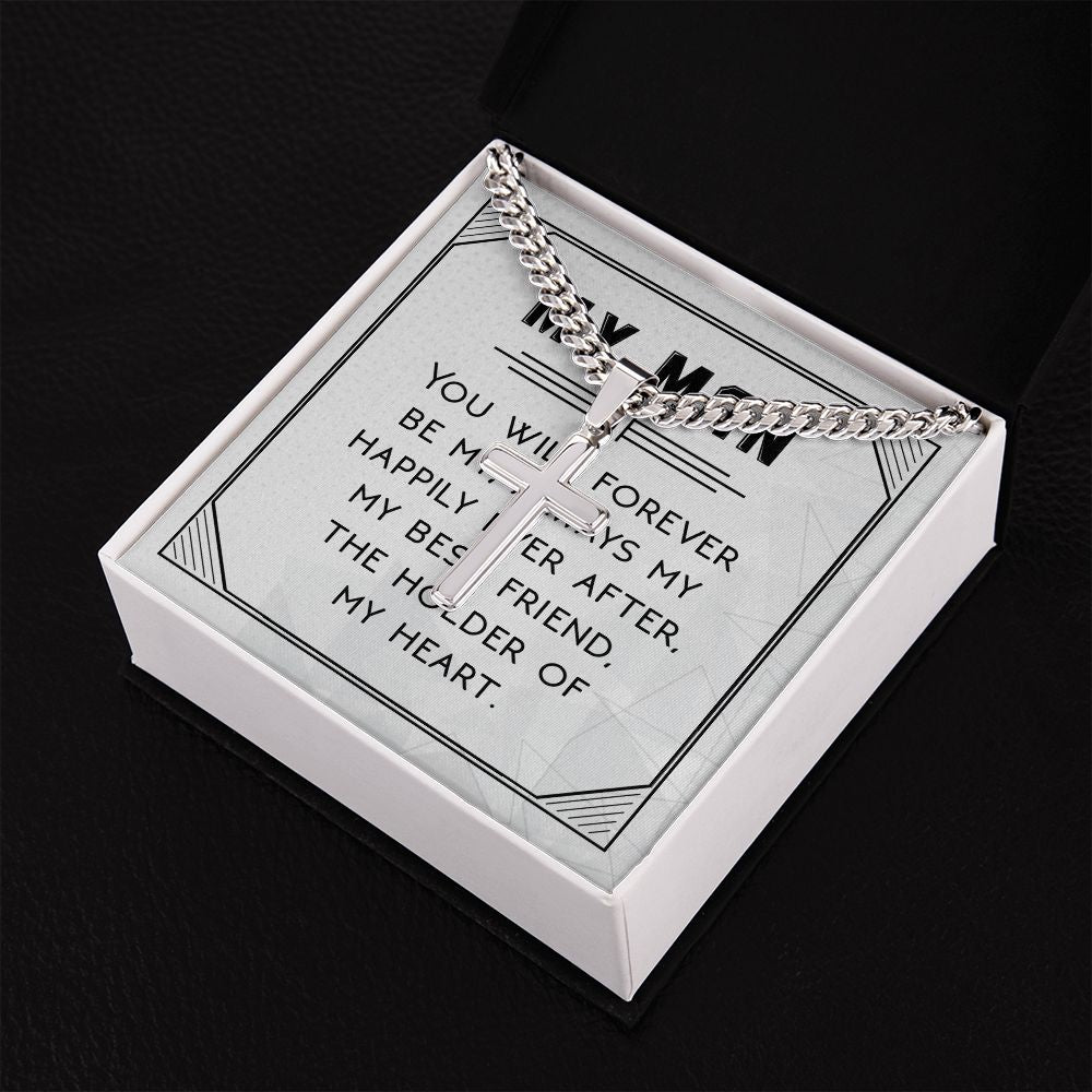 You Will Forever Be My Always Personalized Steel Cross Cuban Link Chain-Express Your Love Gifts