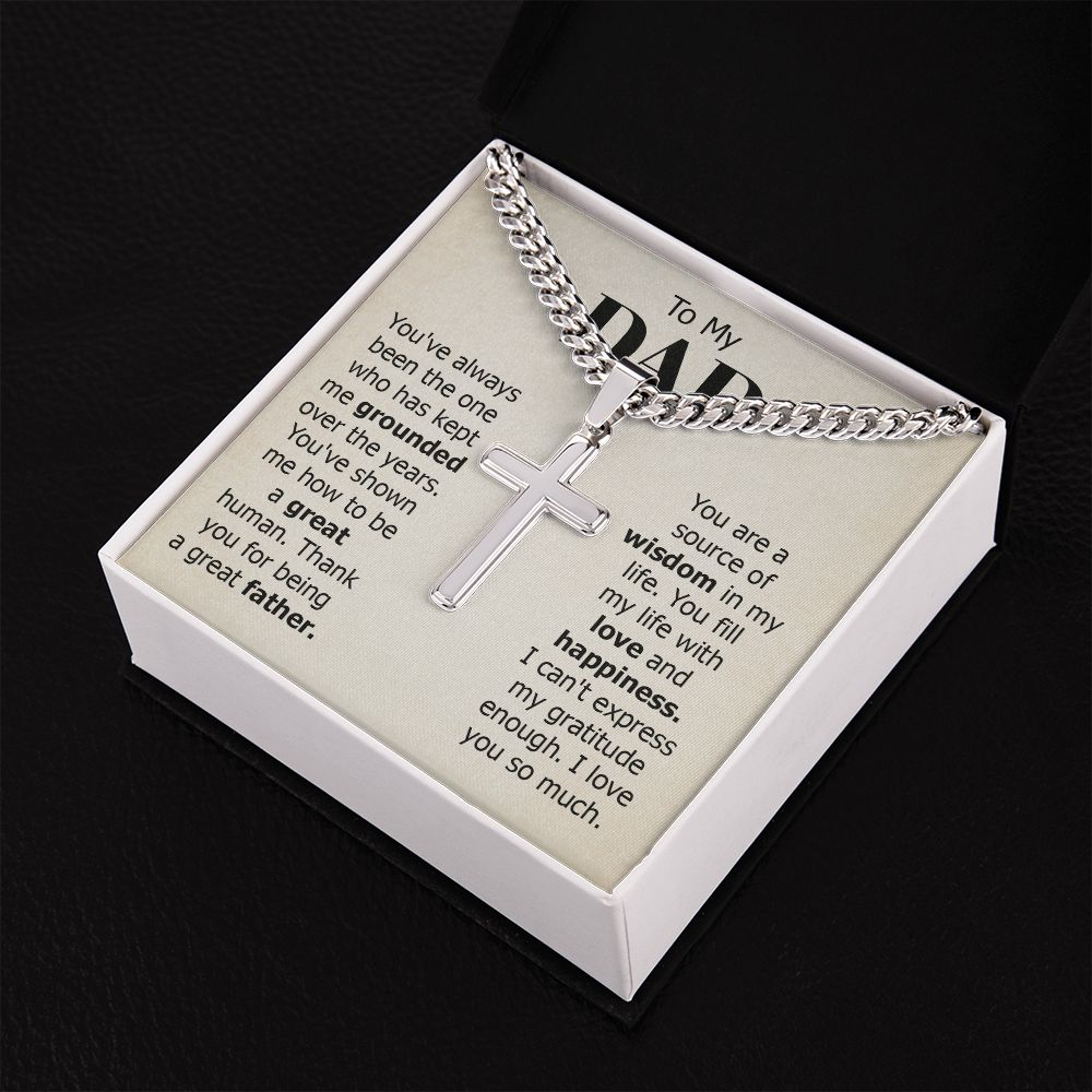 To My Dad You've Always Been the One Personalized Steel Cross Cuban Link Chain-Express Your Love Gifts