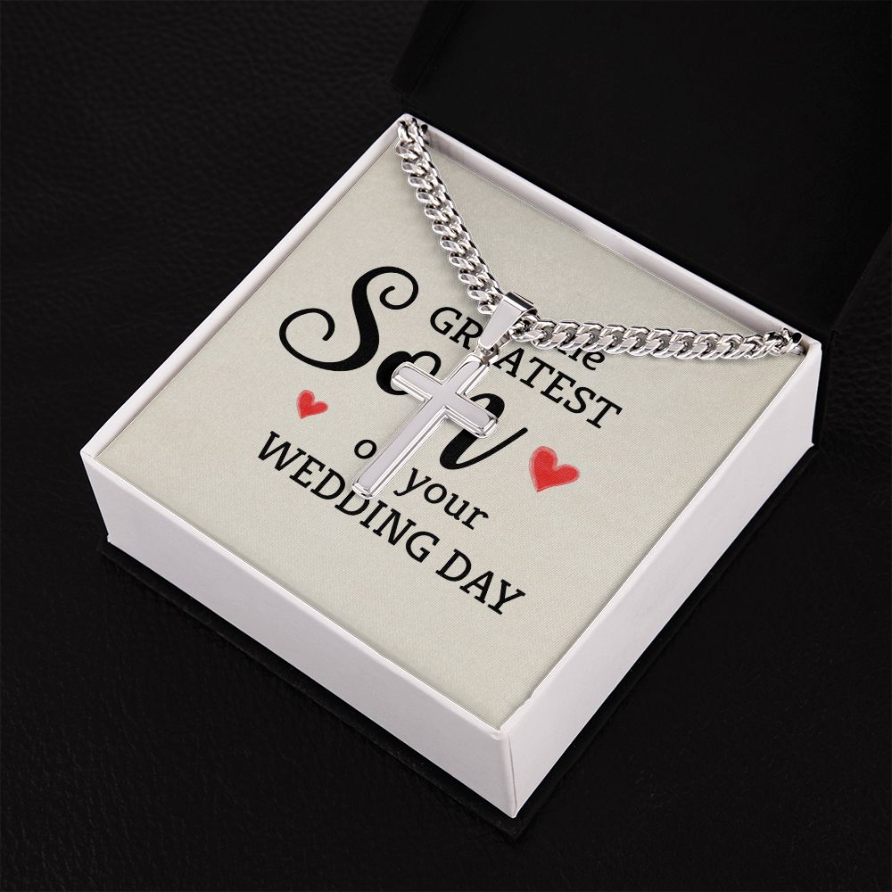To My Son To the Greatest Son Personalized Steel Cross Cuban Link Chain-Express Your Love Gifts