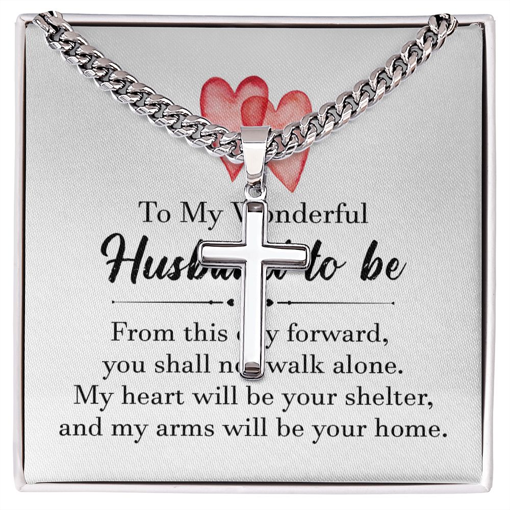 To My Husband To Be Personalized Steel Cross Cuban Link Chain-Express Your Love Gifts