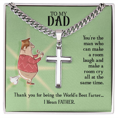 To My Dad You're The Man Personalized Steel Cross Cuban Link Chain-Express Your Love Gifts