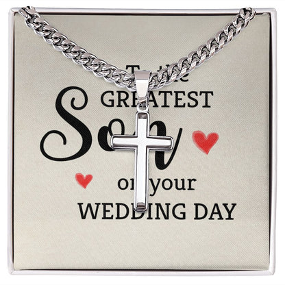 To My Son To the Greatest Son Personalized Steel Cross Cuban Link Chain-Express Your Love Gifts