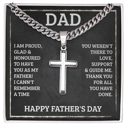 To My Dad I'm Proud Personalized Steel Cross Cuban Link Chain-Express Your Love Gifts