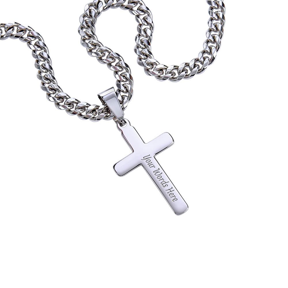 Personalized Steel Cross Cuban Link Chain-Express Your Love Gifts