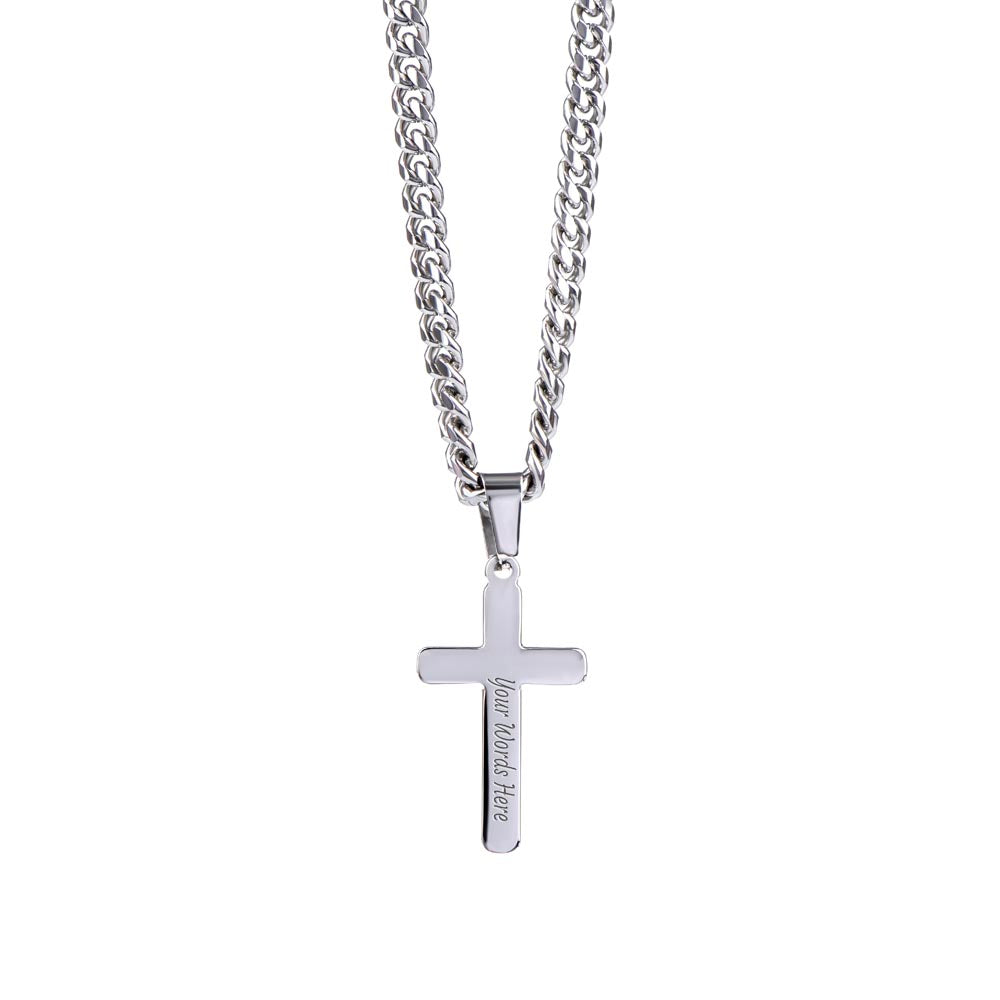 To My Husband Our Home Personalized Steel Cross Cuban Link Chain-Express Your Love Gifts