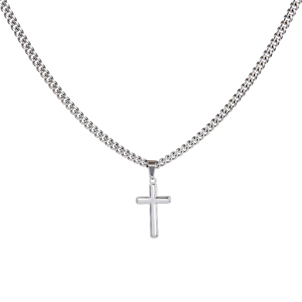 To My Dad I'm Proud Personalized Steel Cross Cuban Link Chain-Express Your Love Gifts