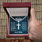 To My Son Stand Tall Even if You Fall Personalized Steel Cross Cuban Link Chain-Express Your Love Gifts