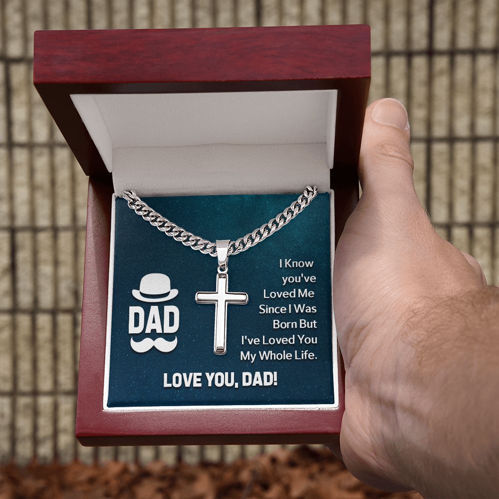 To My Dad I Know Personalized Steel Cross Cuban Link Chain-Express Your Love Gifts