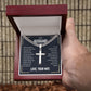 To My Husband When We Get to The End of Our Lives Personalized Steel Cross Cuban Link Chain-Express Your Love Gifts