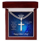 To My Dad Thanks For Always Being There Personalized Steel Cross Cuban Link Chain-Express Your Love Gifts
