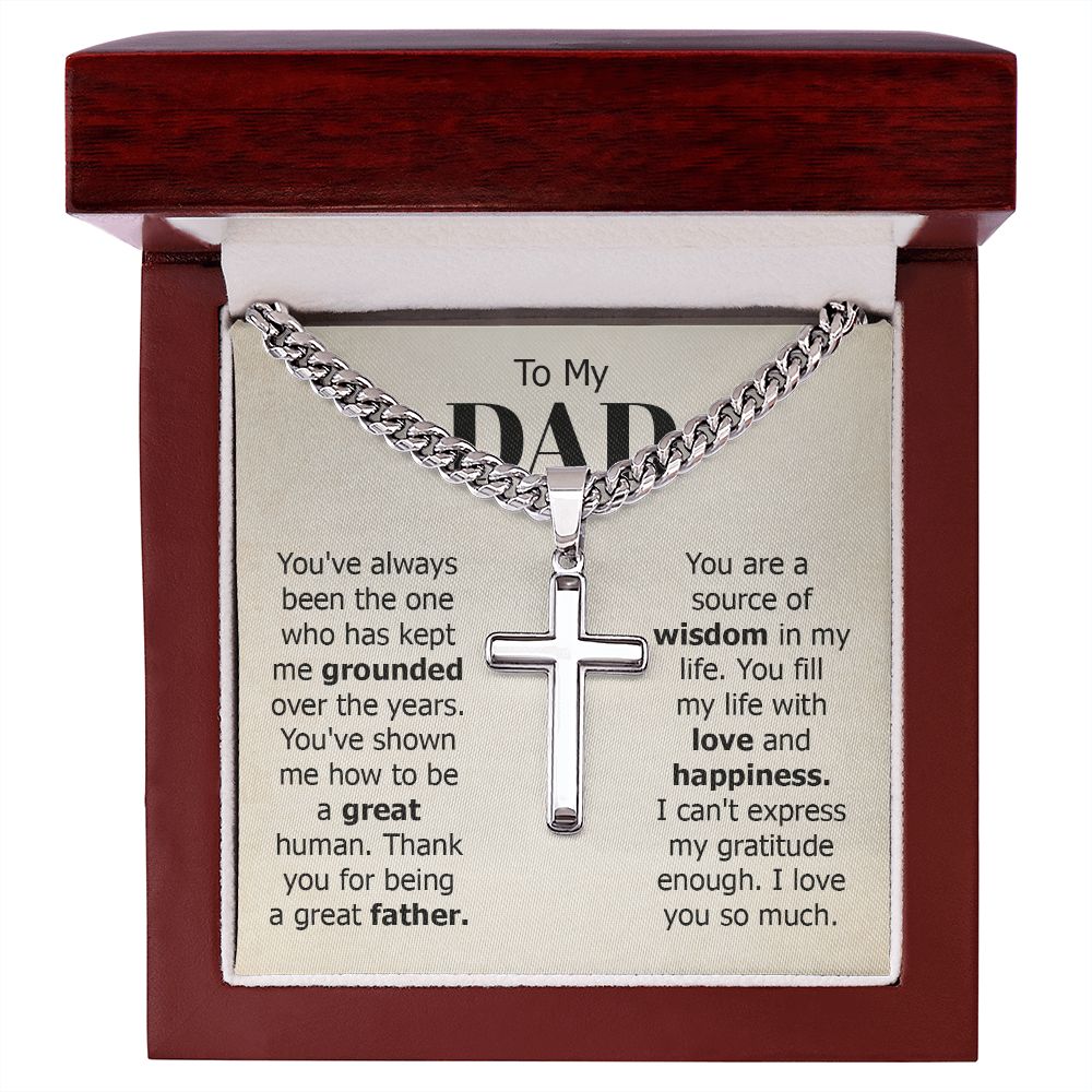 To My Dad You've Always Been the One Personalized Steel Cross Cuban Link Chain-Express Your Love Gifts