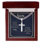 To My Son When Others Step Back Personalized Steel Cross Cuban Link Chain-Express Your Love Gifts