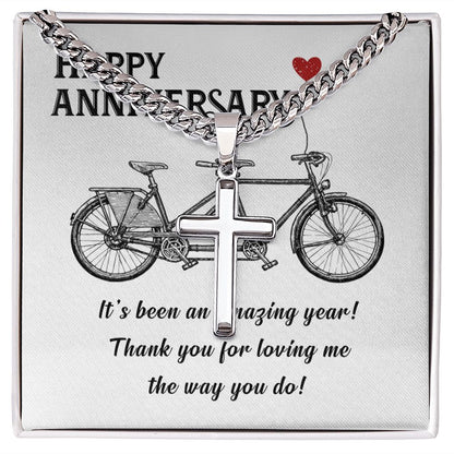 Happy Anniversary It's Been an Amazing Years Artisan Cross Cuban Chain Link-Express Your Love Gifts
