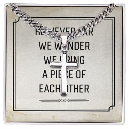However Far We Wander Artisan Cross Cuban Chain Link-Express Your Love Gifts