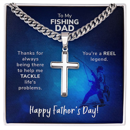 To My Dad Thanks For Always Being There Artisan Cross Cuban Chain Link-Express Your Love Gifts