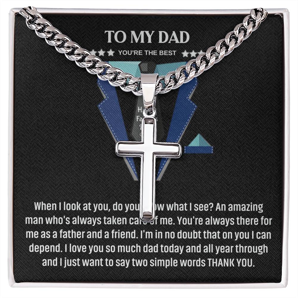 Amazing Dad Artisan Cross Cuban Chain Link-Express Your Love Gifts