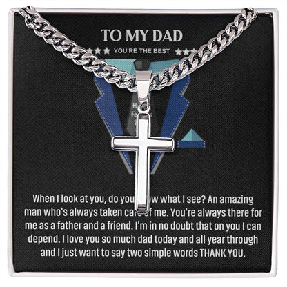 Amazing Dad Artisan Cross Cuban Chain Link-Express Your Love Gifts