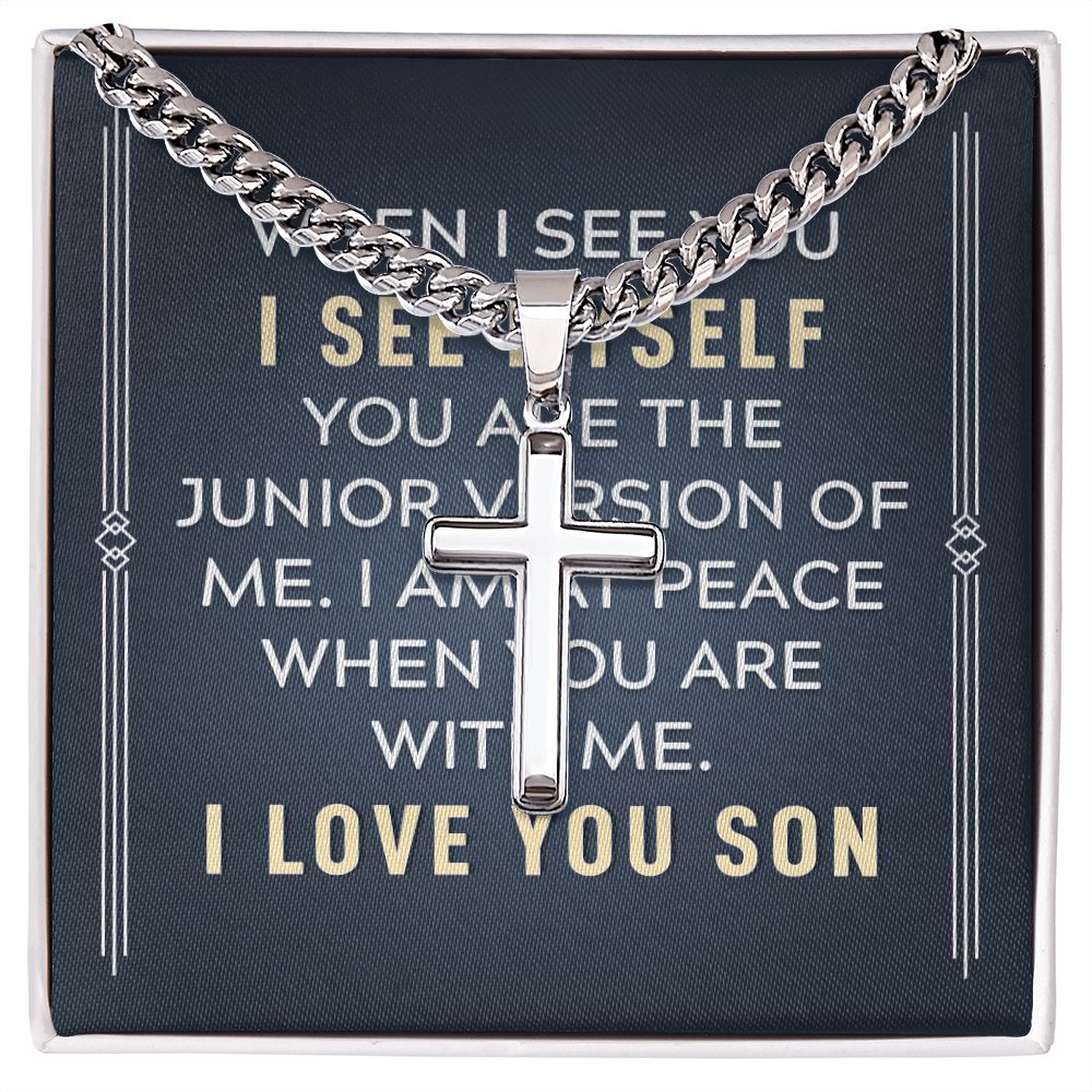 To My Son When I See You Artisan Cross Cuban Chain Link-Express Your Love Gifts
