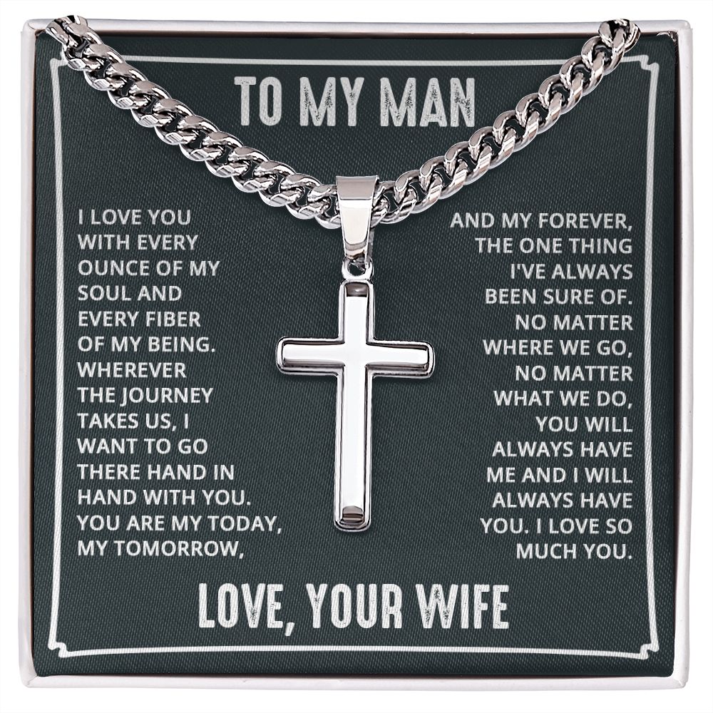 To My Husband I Love You With Every Ounce Artisan Cross Cuban Chain Link-Express Your Love Gifts