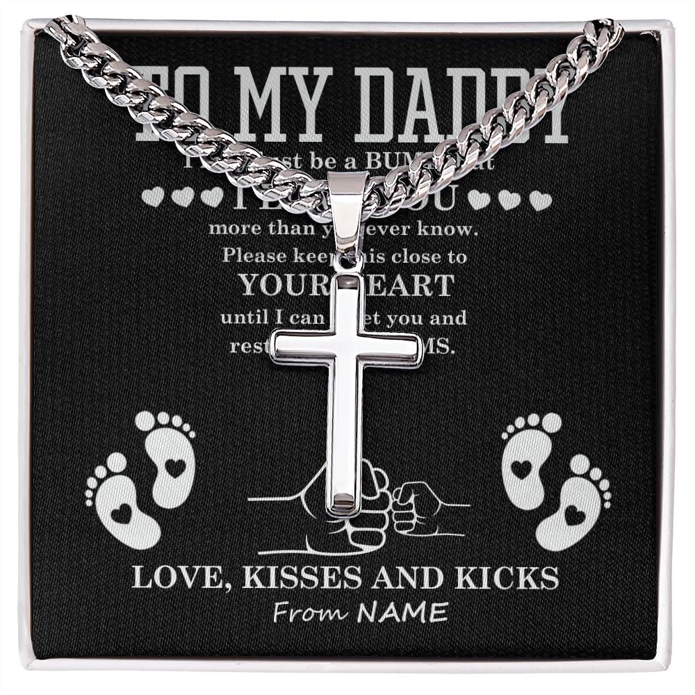 Dad in Your Arms Artisan Cross Cuban Chain Link-Express Your Love Gifts