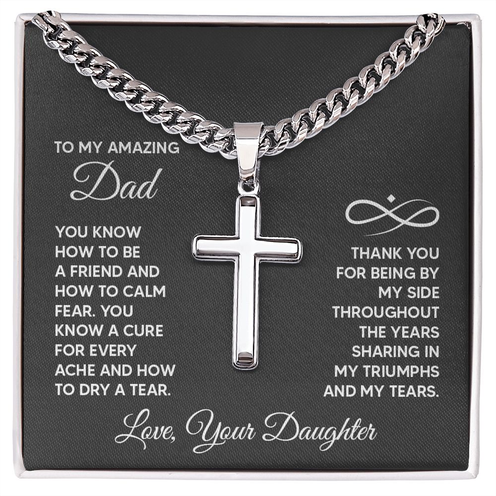 To My Dad You Know How to Be a Friend Artisan Cross Cuban Chain Link-Express Your Love Gifts