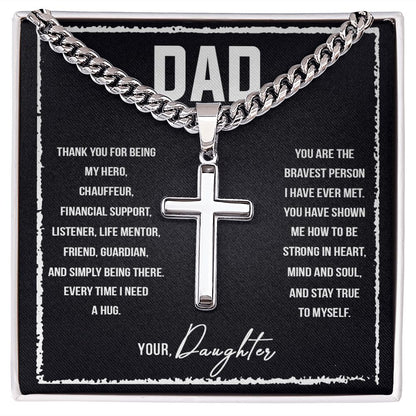 To My Dad I Love You So Much Artisan Cross Cuban Chain Link-Express Your Love Gifts