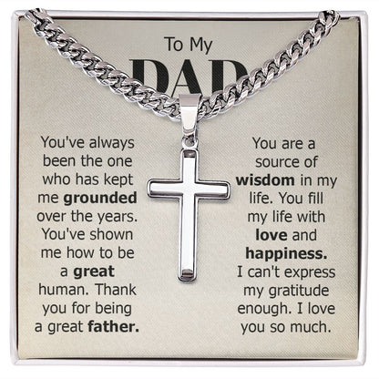To My Dad You've Always Been the One Artisan Cross Cuban Chain Link-Express Your Love Gifts