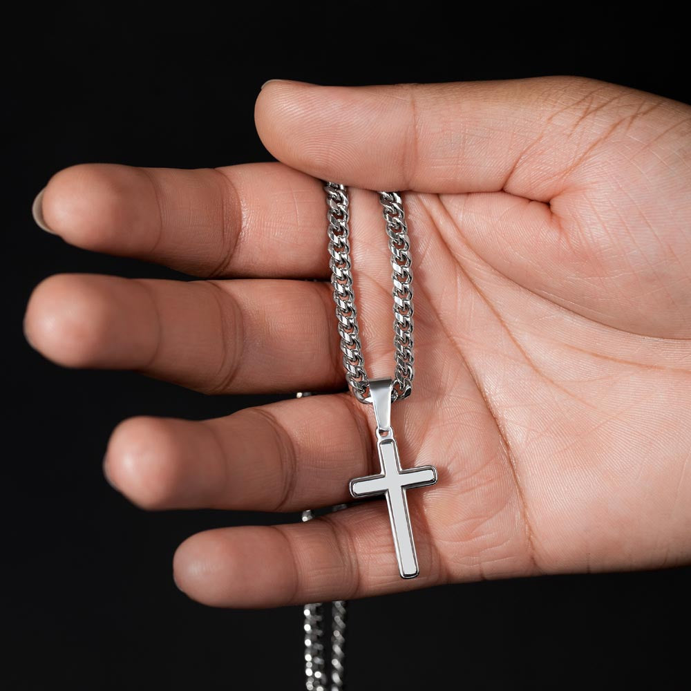 To My Son Be a Warrior Not a Worrier Artisan Cross Cuban Chain Link-Express Your Love Gifts