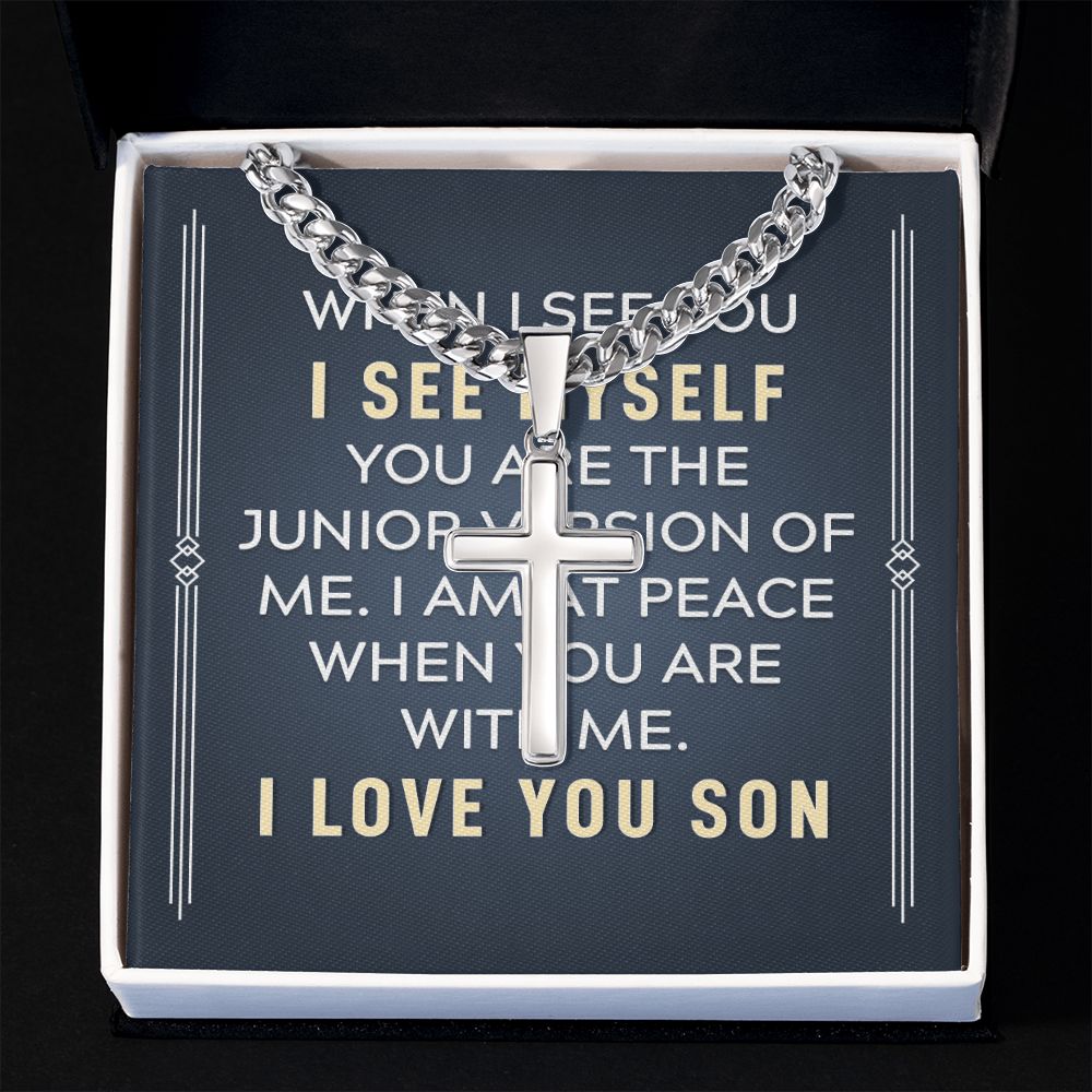 To My Son When I See You Artisan Cross Cuban Chain Link-Express Your Love Gifts