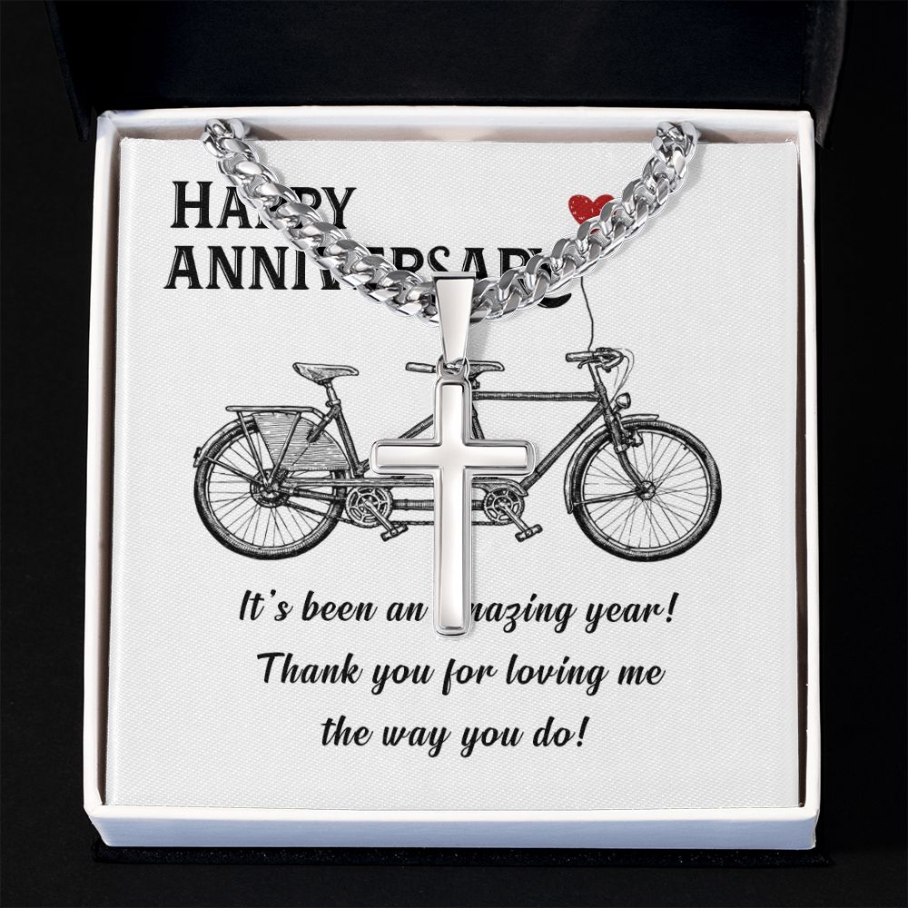 Happy Anniversary It's Been an Amazing Years Artisan Cross Cuban Chain Link-Express Your Love Gifts