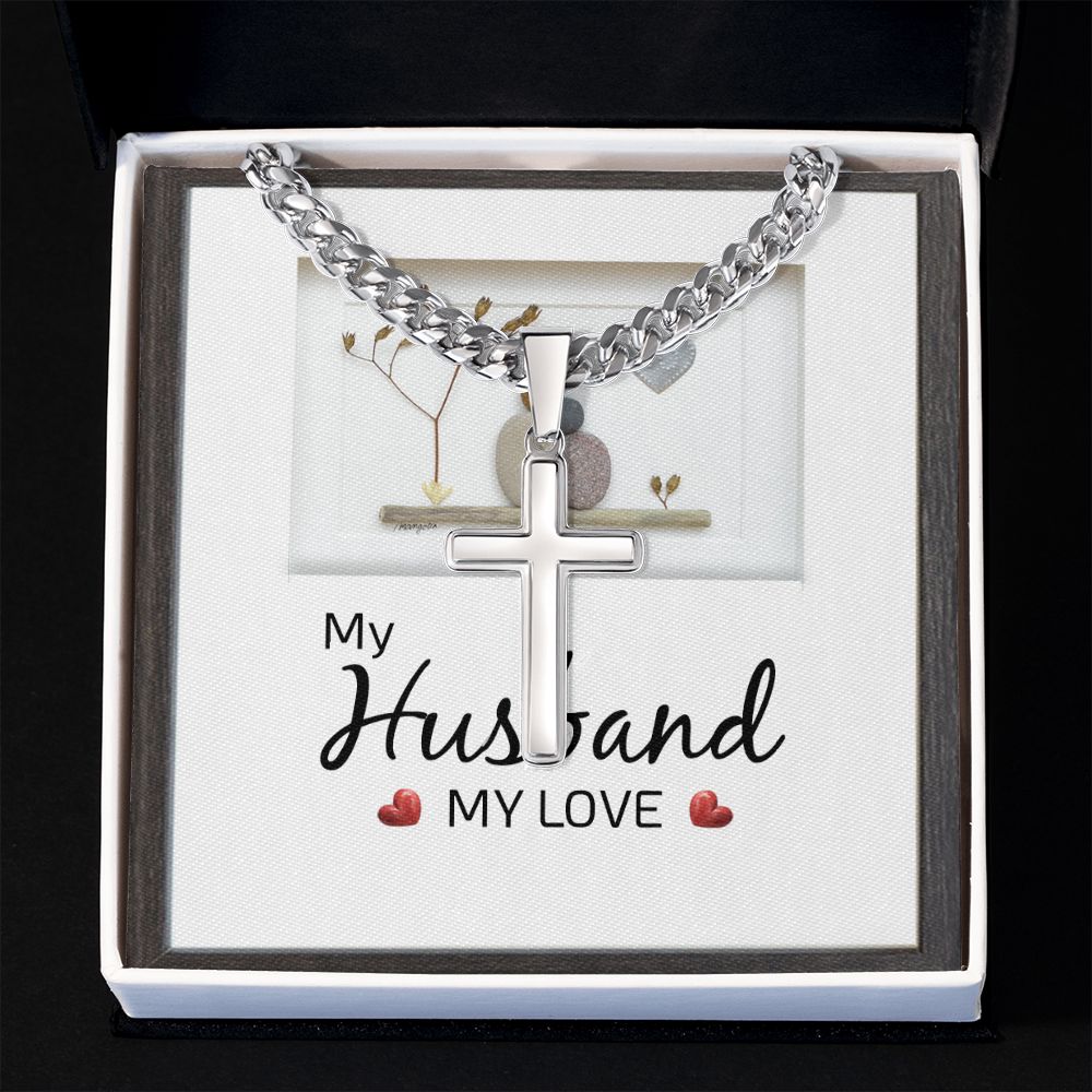 To My Husband My Love Artisan Cross Cuban Chain Link-Express Your Love Gifts