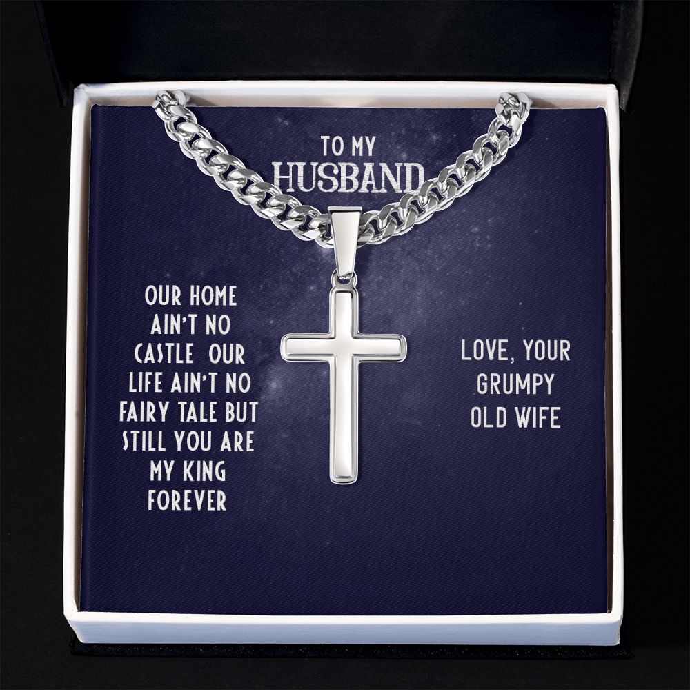 To My Husband Our Home Artisan Cross Cuban Chain Link-Express Your Love Gifts