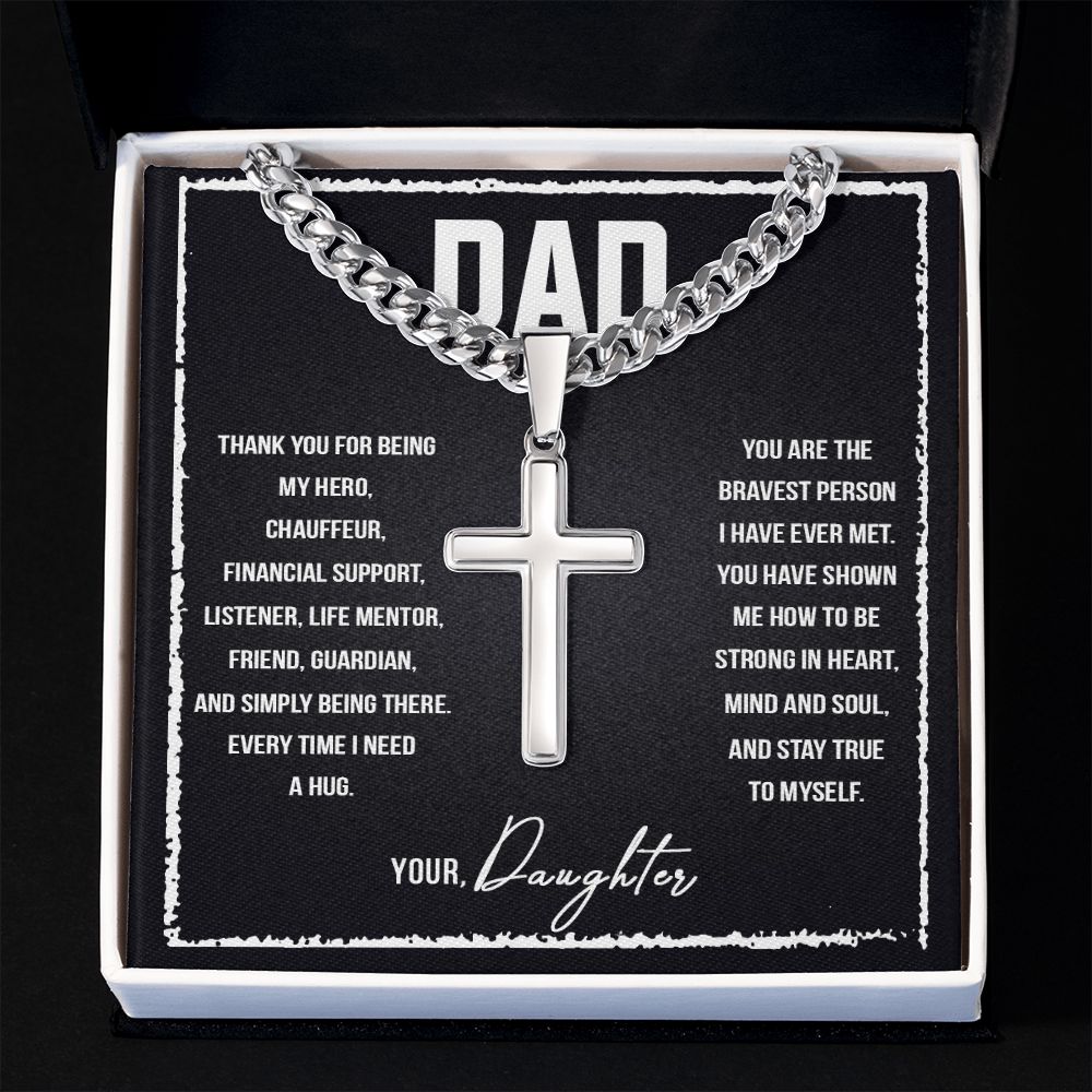 To My Dad I Love You So Much Artisan Cross Cuban Chain Link-Express Your Love Gifts