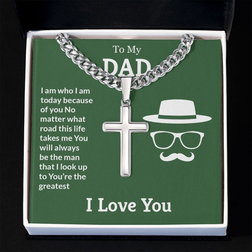To My Dad You're the Greatest Artisan Cross Cuban Chain Link-Express Your Love Gifts