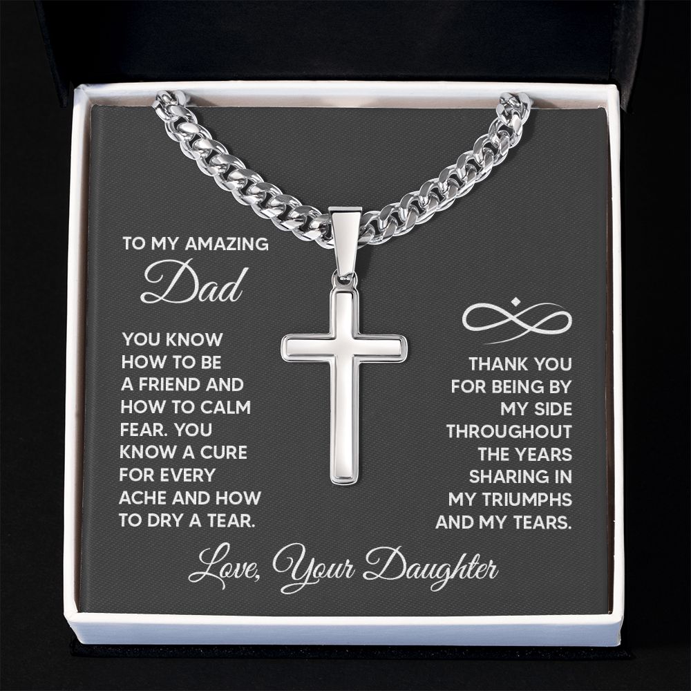 To My Dad You Know How to Be a Friend Artisan Cross Cuban Chain Link-Express Your Love Gifts
