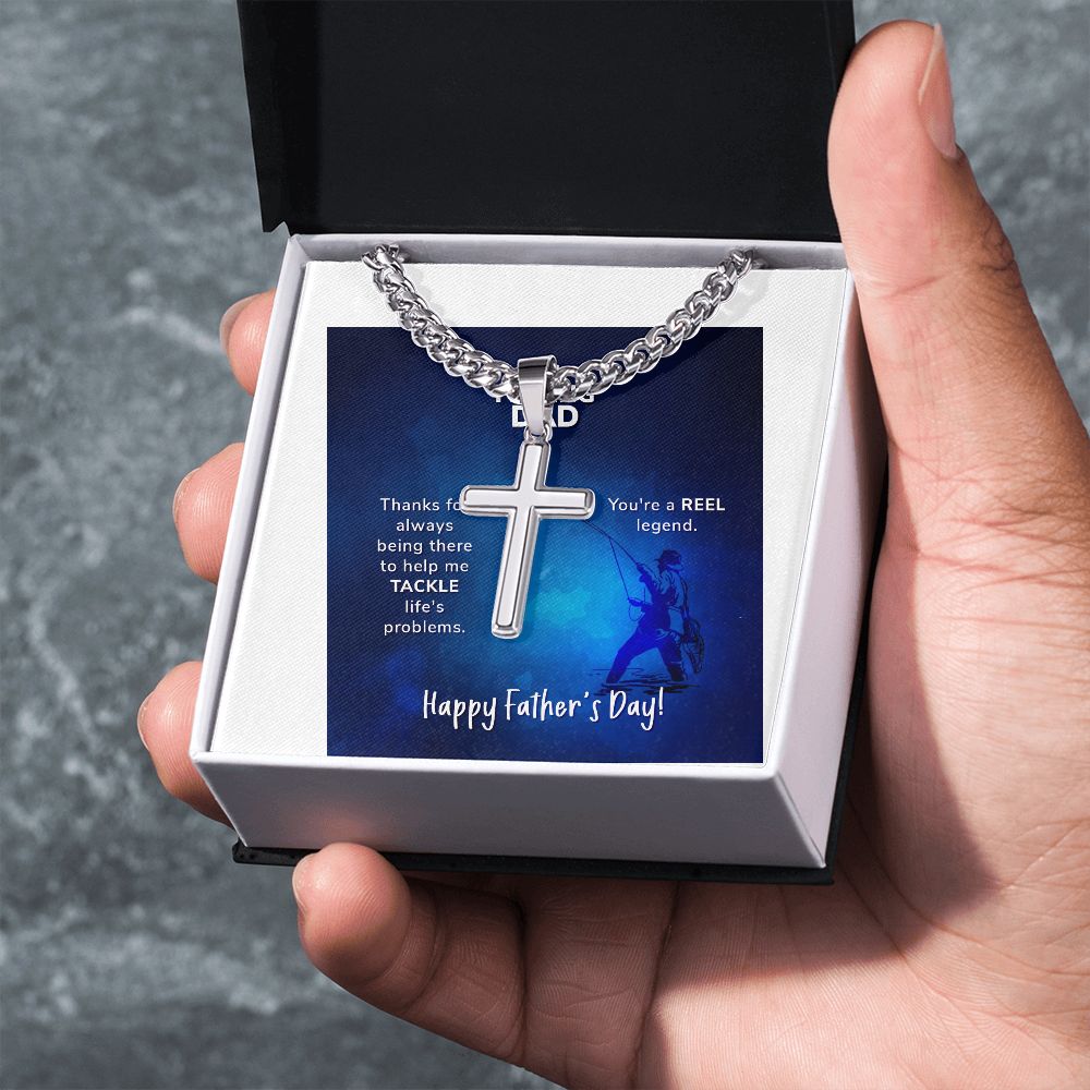 To My Dad Thanks For Always Being There Artisan Cross Cuban Chain Link-Express Your Love Gifts