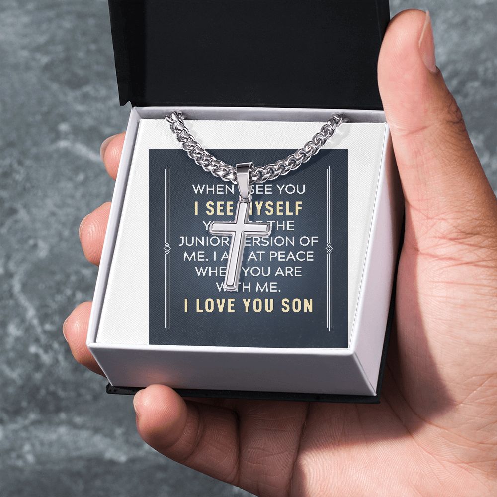 To My Son When I See You Artisan Cross Cuban Chain Link-Express Your Love Gifts