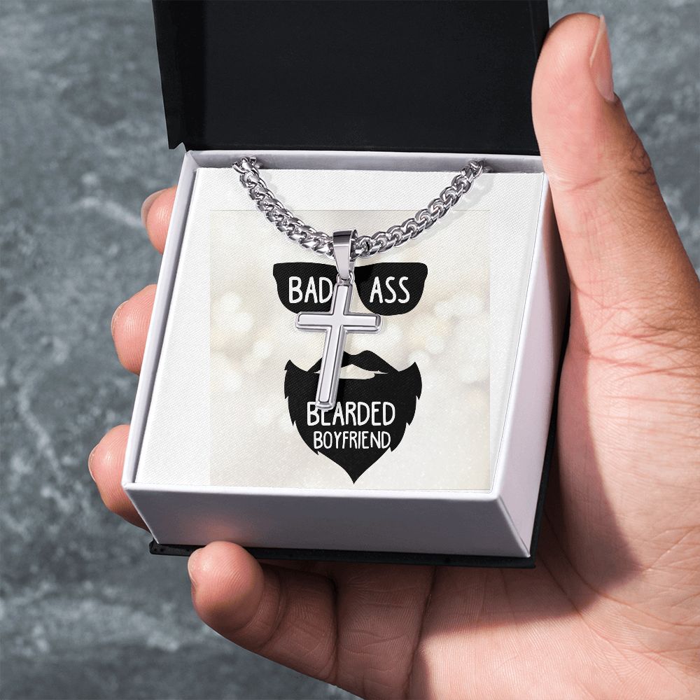 To My Boyfriend Badass Bearded Boyfriend Artisan Cross Cuban Chain Link-Express Your Love Gifts